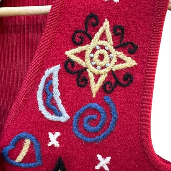 Vintage Telluride Clothing Co. Christmas Vest Embroidered Holiday Wool Blend SM - Picture 3 of 7